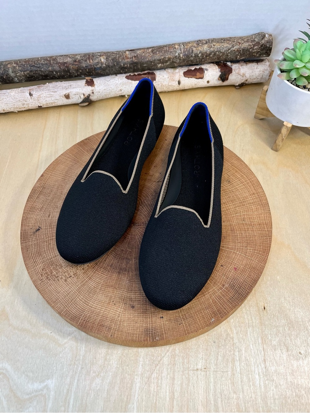 Rothy's The Lounge Loafer Black Espresso Knit Flats Size 8